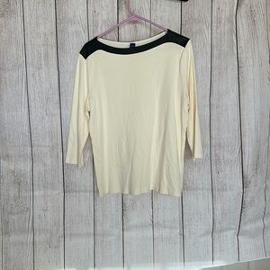 Cream and navy pullover top